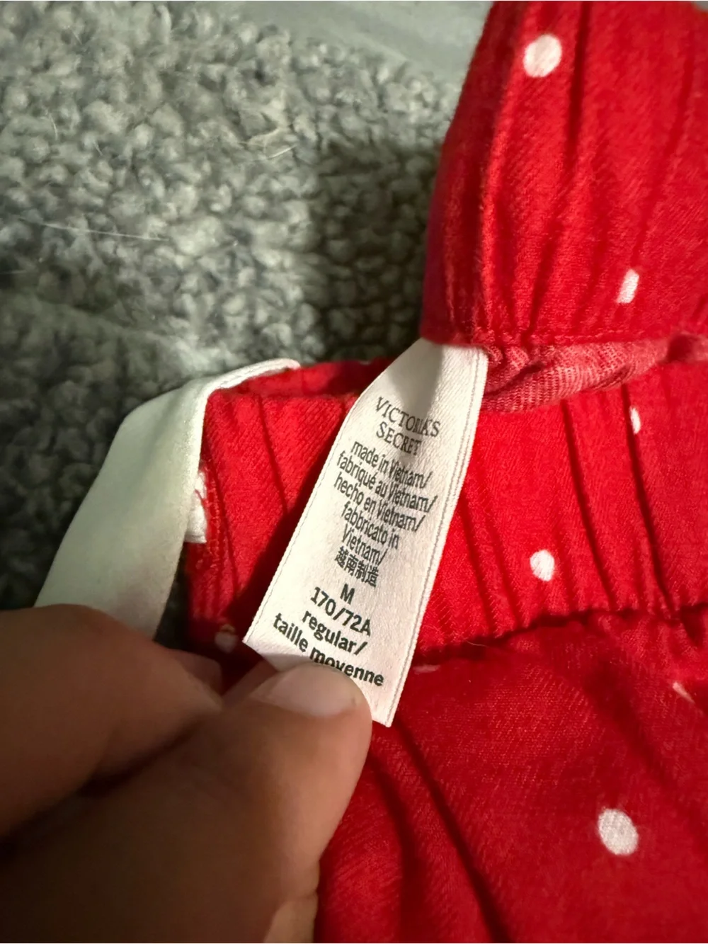 Victoria's Secret Red Polka Dot Lounge Top with White Trim